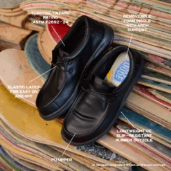 Wally Work CE Classic Slip Resistant - Black -Hey Dude Store 250620 Heydude Global DudesAtWork Onsite AltPDP WorkCEClassic