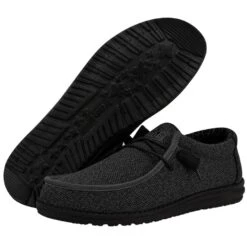 Wally Sox Micro - Total Black -Hey Dude Store 40019 0XJ WALLY SOX MICRO TOTAL BLACK LEFT 3