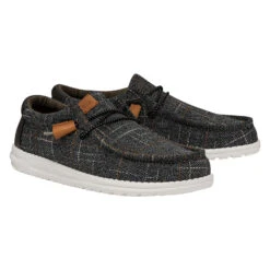 Hey Dude Store -Hey Dude Store 40402 030 WALLYPLAID GREY RIGHTPAIRSIDE conversion1