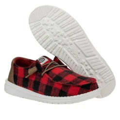 Wendy Buffalo Plaid - Red And Black Plaid -Hey Dude Store 40617 643 WENDYBUFFALOPLAID REDBLACK RIGHTPAIRBOTTOM conversion1