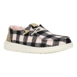 Wendy Buffalo Plaid - Pale Pink/Black -Hey Dude Store 40617 77X WENDYBUFFALOPLAID PALEPINK BLACK RIGHT 3QTR