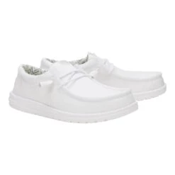 Wally Stretch Canvas - White/White -Hey Dude Store 40700 143 WALLYSTRETCHCANVAS WHITE WHITE PAIR