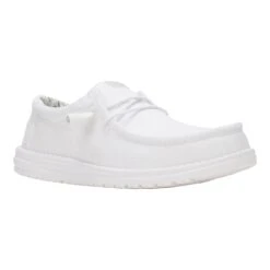 Wally Stretch Canvas Wide - White/White -Hey Dude Store 40700 143 WALLYSTRETCHCANVAS WHITE WHITE RIGHT 3QTR 9832832c 8ca4 49bb bb4c cb482f98ae47