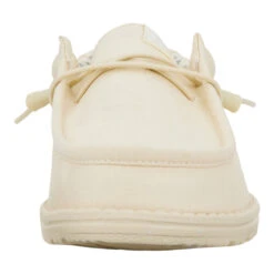Wally Stretch Canvas - Stone White -Hey Dude Store 40700 1KA WALLY EASH WASHED CANVAS STONE WHITE LEFT FRONT