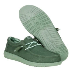 Wally Stretch Canvas - Duck Green/Iceberg Green -Hey Dude Store 40700 3YQ WALLYSTRETCHCANVAS DUCKGREEN ICEBERGGREEN PAIR BOTTOM conversion1