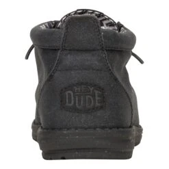 Wally Mid Stretch Canvas - Black/Black -Hey Dude Store 40701 060 WALLYMIDSTRETCHCANVAS BLACK BLACK BACK