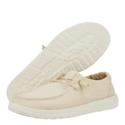 Wendy Stretch Canvas - Off White -Hey Dude Store 40902 1LB WENDY CANVAS OFF WHITE PAIR BOTTOM