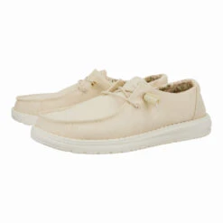 Wendy Stretch Canvas - Off White -Hey Dude Store 40902 1LB WENDY CANVAS OFF WHITE PAIR SIDE