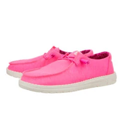 Wendy Stretch Canvas - Neon Pink -Hey Dude Store 40902 676 WENDY CANVAS NEON PINK PAIR SIDE conversion1