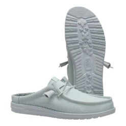 Wally Slip Stretch Canvas - Puritan Grey -Hey Dude Store 41293 1VV WALLYSLIPSTRETCHCANVAS PURITANGREY PAIR BOTTOM conversion1