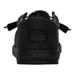 Wally Stretch Canvas Wide - Black/Black -Hey Dude Store 41785 060 WALLY CANVAS WIDE BLACK BLACK LEFT BACK