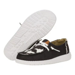 Wendy Youth Animal - Black/Cow -Hey Dude Store 41797 0HO WENDY Y ANIMAL BLACK COW LEFT PAIR BOTTOM conversion1