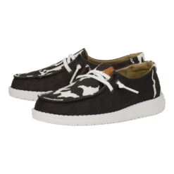 Wendy Youth Animal - Black/Cow -Hey Dude Store 41797 0HO WENDY Y ANIMAL BLACK COW LEFT PAIR conversion1