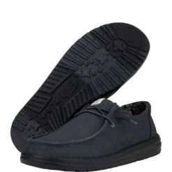 Wendy Stretch Canvas Wide - Black/Black -Hey Dude Store 41804 060 WENDY CANVAS BLACK BLACK PAIR BOTTOM1 conversion1