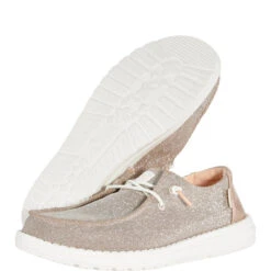 Wendy Metallic Sparkle Wide - Rose Gold -Hey Dude Store 41806 7D9 WENDY METALLIC SPARKLE ROSE GOLD LEFT PAIR BOTTOM conversion1