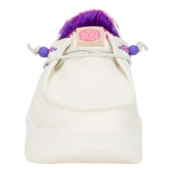 Wendy Peak Chambray Woven - White/Pink -Hey Dude Store 41946 102 WENDYPEAKCHAMBRAYWOVEN WHITEPINK FRONT conversion1