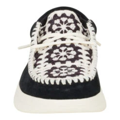 Wendy Comf Suede Crochet - Black/Multi -Hey Dude Store 43108 0C4 WENDYCOMFSUEDECROCHET BLACK MULTI FRONT conversion1