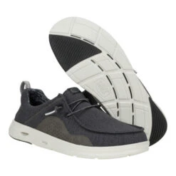 Wally Hey2O Mesh - Black/Monument Grey -Hey Dude Store 43145 0NU WALLYHEY2OMESH BLACK MONUMENTGREY PAIR BOTTOM conversion1