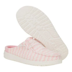 Wendy Slip Terry Stripe - Stripe Pink/White -Hey Dude Store 43186 690 WENDYSLIPTERRYSTRIPE PINK WHITE PAIR BOTTOM conversion1