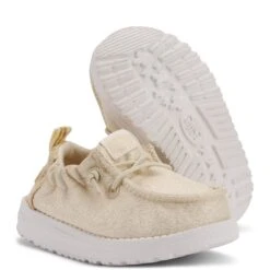 LilDude Infant Slip On Novelty - Champagne Glitter -Hey Dude Store 43722 9AC LilDudeSliponNovelty ChampagneGlitter Right Pair Bottom