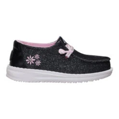 Wendy Toddler Shimmer Flower - Charcoal -Hey Dude Store 44207 025 WENDYTSHIMMERFLOWER CHARCOAL RIGHT LATERAL conversion1