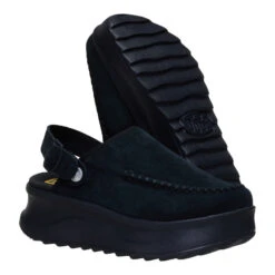 Delray Clog Suede - Black 15 Delray Clog Suede - Black -Hey Dude Store 44259 001 DELRAYCLOGSUEDE BLACK PAIR BOTTOM conversion1