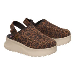 Delray Clog Suede - Brown Leopard -Hey Dude Store 44259 2GA DELRAYCLOGSUEDE BROWNLEOPARD PAIR conversion1