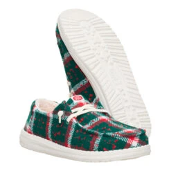 Wendy Confetti Plaid Cozy - Red/Green/Multi -Hey Dude Store 44274 7AD WENDYCONFETTIPLAIDCOZY REDGREENMULTI PAIR BOTTOM conversion1