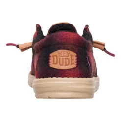 Wally Cozy Plaid - Red Plaid/Black -Hey Dude Store 44341 6RQ WALLYCOZYPLAID REDPLAIDBLACK BACK conversion1