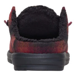 Wally Slip Cozy Plaid - Red Plaid/Black -Hey Dude Store 44342 6RQ WALLYSLIPCOZYPLAID REDPLAIDBLACK BACK conversion1