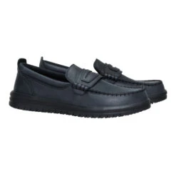Wendy NXT Loafer Leather - Black/Black -Hey Dude Store 44380 060 WALLYNXTLOAFERLEATHER BLACKBLACK PAIR conversion1
