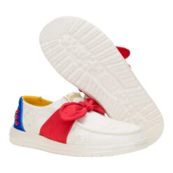 Wendy Bow Snow White - White/Blue/Red -Hey Dude Store 44537 1DF WENDYBOWSNOWWHITE WHITEBLUERED PAIR BOTTOM conversion1